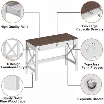 40 Inches Farmhouse Computer Desk with 2 Drawers
