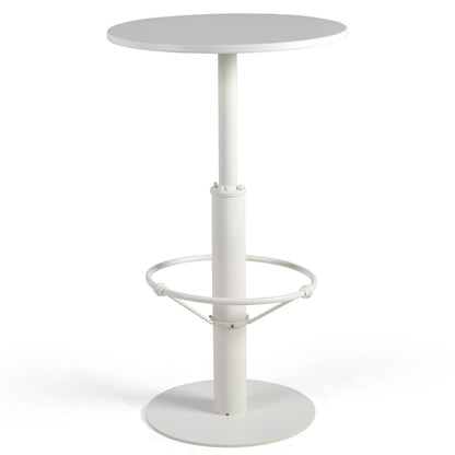 42" Tall Modern Industrial Bar Table-23.6" Dia Round Metal Top Standing Pub Cocktail Bistro Table-Indoor Outdoor Patio-Commercial Grade, Heavy Duty (White)