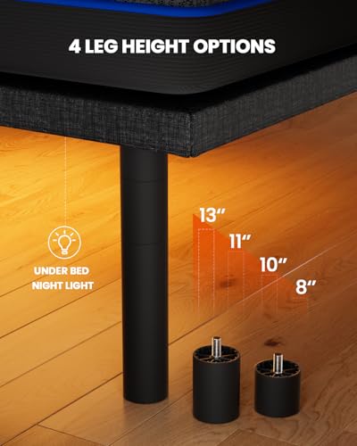 Amada Split King Adjustable Bed Frame and 14 Inch Cooling Gel Memory Foam Mattress Set, Massage, Head & Foot Incline, Wireless Remote, USB Ports, LED Night Light, Medium Firm Support