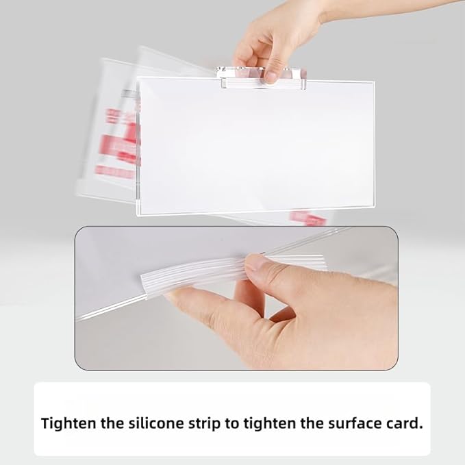 ECKEK Magnetic Sign Holder Grip Holder, Powerful Magnet, Acrylic Sign Holder for Retail Shelves Display Store Vendor Event Warehouse and Shop Supplies (Acrylic Base 210*100mm/ 8.27*3.94inches)