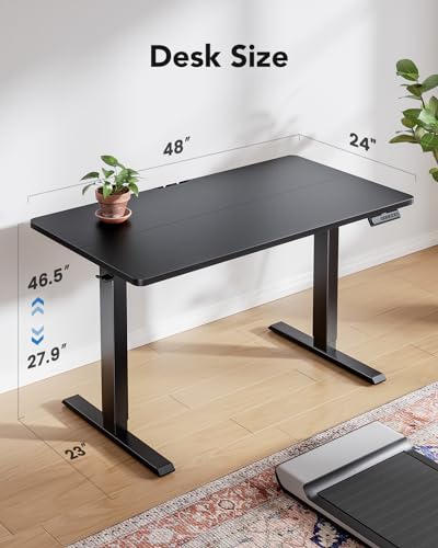 48x23 Inch Electric Standing Desk, Adjustable, Light Vintage Brown