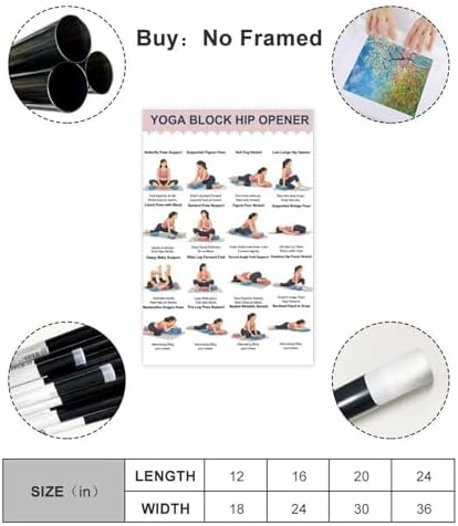 Yoga Block Hip Opener Poses Chart 16 Illustrated Yoga Pose Names Guide Studio Canvas Poster Bedroom Decor Room Decor Unframe 24x36inch