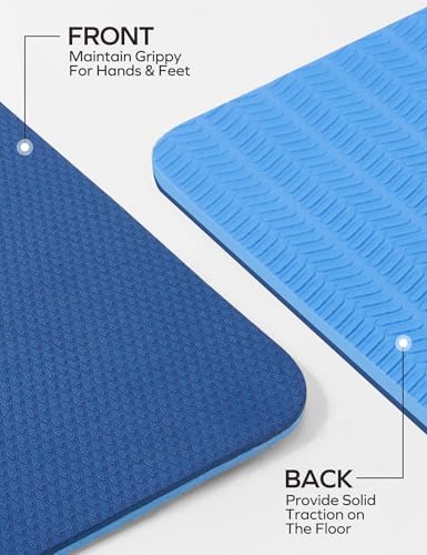 Ewedoos Eco Friendly Yoga Mat Thick TPE Yoga Mat Non Slip Yoga Mats Anti-tear Exercise Workout Mat for Women Men Kids Yoga, Pilates and Fitness