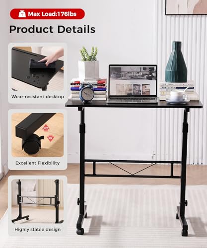 Standing Desk Adjustable Height, Mobile Stand Up Desk with Wheels