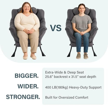 Lazy Chair with Ottoman, Modern Lounge Chair with Lumbar Pillow, Accent Cozy Reading Armchair and Folding Footstool for Bedroom, Dorm, Living Room,Navy