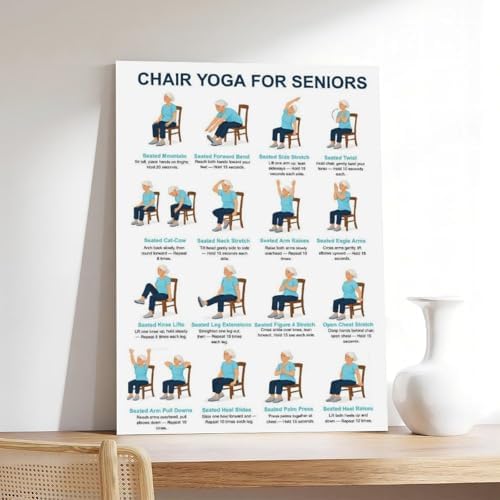 Chair Yoga for Seniors Seated Chair Yoga Chart Home Exercises Workout Seniors Canvas Poster Bedroom Decor Room Decor Unframe 20x30inch