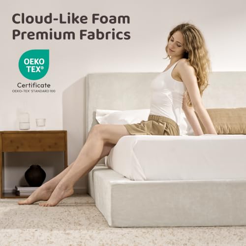AirFrame Queen Upholstered Bed Frame with Plush Padded Headboard