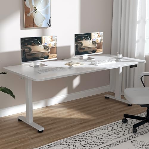 63×27.6 Inch Large Electric Standing Desk, Gaming Table, White
