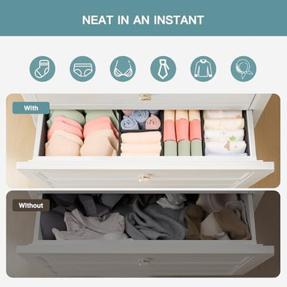 Criusia Drawer Organizer Clothes, 10 Pack Dresser Organizer for Baby Clothes, Underwear, Sock- Foldable Closet Organization and Storage Dividers Bins for Nursery, Bedroom (Black)