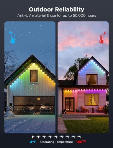 Govee Permanent Outdoor Lights Pro, 200ft with 120 RGBIC LED Lights for Daily and Accent Lighting, 75 Scene Modes for Patio Decor, IP67 Waterproof, Works with Alexa, Google Assistant, Matter, White