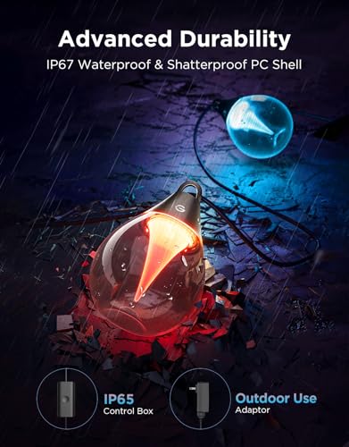 Govee Clear Bulb Outdoor String Lights 144ft, RGBWIC Smart Outdoor Lights with 45 Dimmable LED Bulbs, 111 Scene Modes, IP67 Waterproof & Shatterproof, Works with Alexa, Google & Matter for Patio