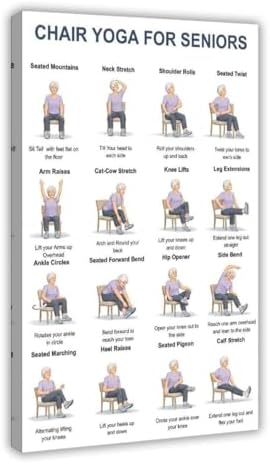 Chair Yoga for Seniors 16 Gentle Seated Poses Chair Workout Routine Canvas Poster Bedroom Decor Room Decor Frame 16x24inch