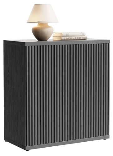 Fluted Buffet Cabinet with Storage Sideboard with 2 Doors& Adjustable Shelf