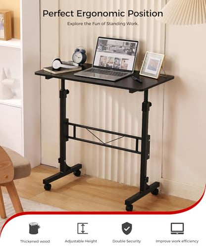 Standing Desk Adjustable Height, Mobile Stand Up Desk with Wheels