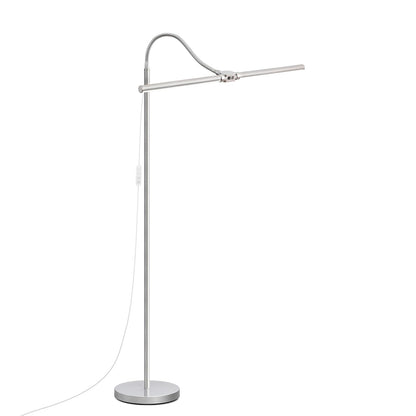 Bright Floor Lamp, 18W/2000LM Silver LED Floor Lamp with Double Head, Adjustable Gooseneck Dimmable Craft Light for Sewing Tatoo Puzzle，Eye Caring Reading Lamps for Living Room Bedroom Office