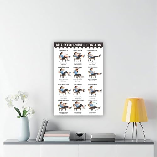 Chair Exercises for Abs Seated Core Workout Chart Adult Fitness Canvas Poster Bedroom Decor Room Decor Unframe 16x24inch