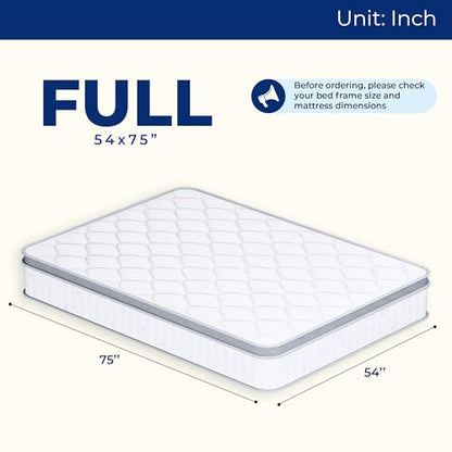 Full Size 10 Inch Hybrid Pocket Spring Mattress, Motion Isolation