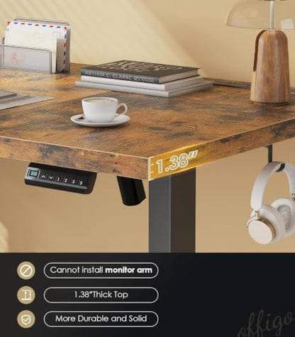 71" Executive Electric Standing Desk Height Adjustable, Rustic Brown