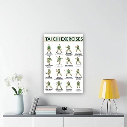 Tai Chi Exercise for Men Tai Chi Walking Exercise Chart for Men Canvas Poster Bedroom Decor Room Decor Frame 20x30inch