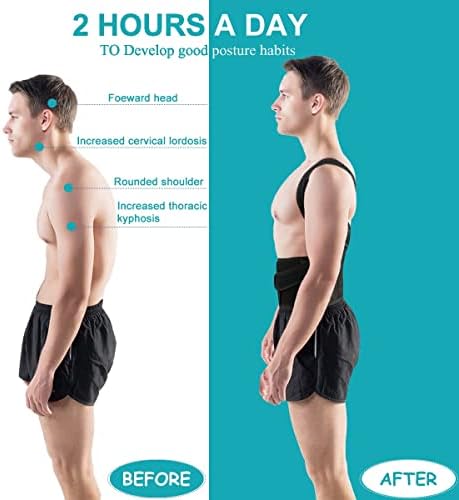 Back Brace Posture Corrector for Women and Men, Shoulder Straightener, Adjustable Full Back Support, Relief for Neck/Shoulder/Back Pain, Scoliosis & Hunchback Correction, Breathable Mesh Design (Black, Medium/Large (Waist 33"-40"))