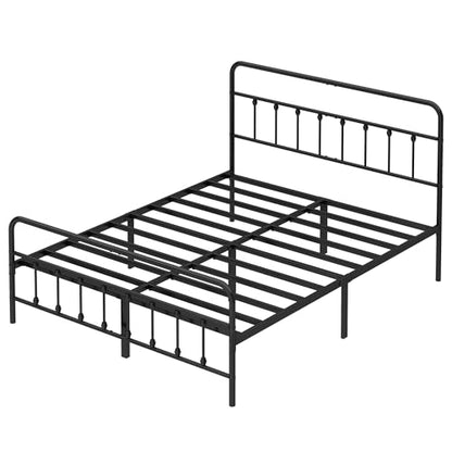 Full Size Metal Bed Frame with Headboard and Footboard,Black