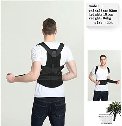 S-5XL Posture Corrector for Men and Women,Full Back Support Brace,Adjustable Breathable Posture Support(Black Small)