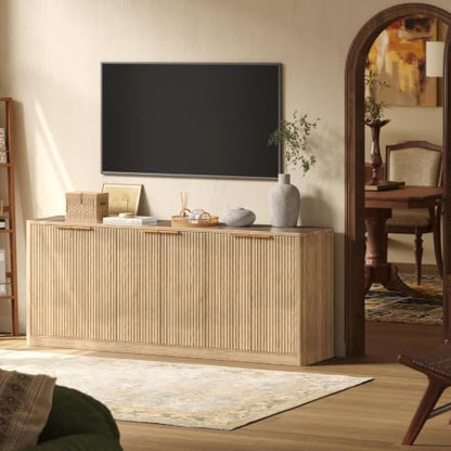 67" Fluted Oak Buffet Cabinet with Storage