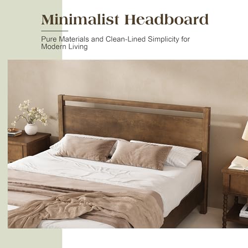 Minimalist Queen Size Solid Wood Bed Frame with Headboard