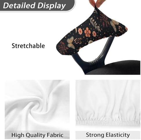 2 Piece Chair Armrest Slipcovers, Moon Butterfly Floral Print Office Chair Arm Covers Washable, Skin Friendly Stretchy Office Chair Armrest Covers