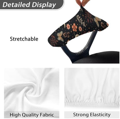 2 Piece Chair Armrest Slipcovers, Moon Butterfly Floral Print Office Chair Arm Covers Washable, Skin Friendly Stretchy Office Chair Armrest Covers