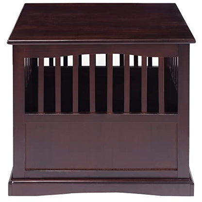 Wooden Medium Pet Crate, End Table, Espresso