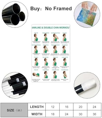 Jawline And Double Chin Exercises Face Exercises for Jaw And Neck Facial Muscle Workout Chin Neck Exercise Chart Canvas Poster Bedroom Decor Room Decor Unframe 24x36inch