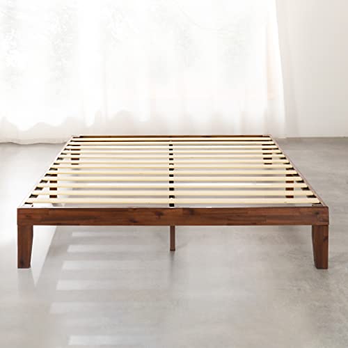Naturalista Classic - 12 Inch Solid Wood Platform Bed with Wooden Slats, No Box Spring Needed, Easy Assembly, Queen, Espresso