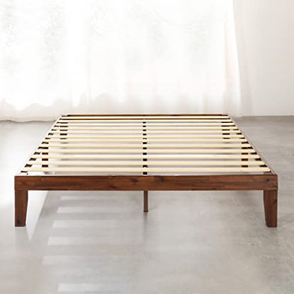 Naturalista Classic - 12 Inch Solid Wood Platform Bed with Wooden Slats, No Box Spring Needed, Easy Assembly, Queen, Espresso