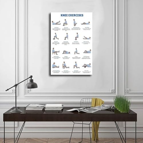 Knee Exercises Chart Exercise Charts Senior Workout Routines Home Workout Plan Knee Friendly Exercises Canvas Poster Wall Art for Living Room Bedroom Decor Frame 24x36inch