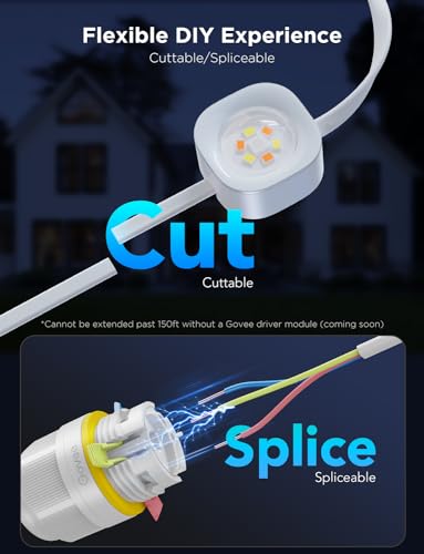 Govee Permanent Outdoor Lights Pro, 200ft with 120 RGBIC LED Lights for Daily and Accent Lighting, 75 Scene Modes for Patio Decor, IP67 Waterproof, Works with Alexa, Google Assistant, Matter, White