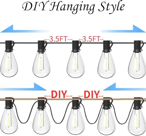 120FT Outdoor String Lights, Ultra Long Waterproof 30+2 Shatterproof Bulbs Led Outside Patio Lights for Porch Deck Garden Backyard Balcony Wedding Party Decor