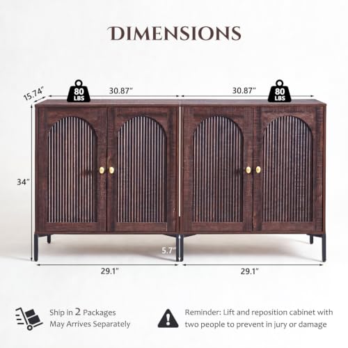 61.75" W Mid Century Modern TV Stands for Living Room, Brown