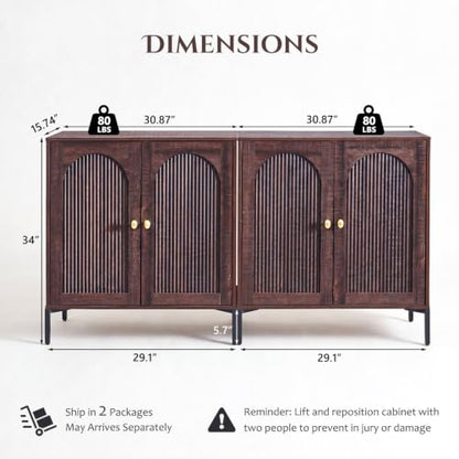 61.75" W Mid Century Modern TV Stands for Living Room, Brown