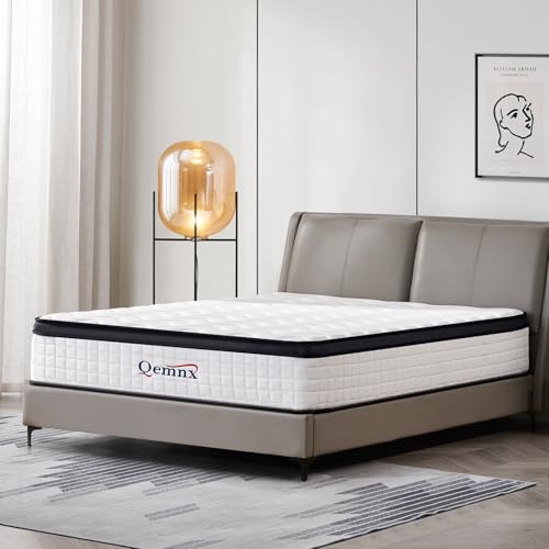12 Inch King Hybrid Mattress, Memory Foam and Spring Construction, with Edge Support, Motion Isolation & Pressure Relief, Breathable & Eco-Friendly, Easy Setup