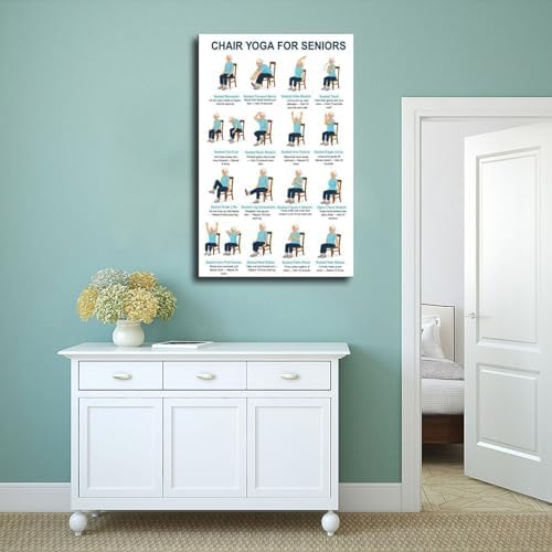 Chair Yoga for Seniors Seated Chair Yoga Chart Home Exercises Workout Seniors Canvas Poster Bedroom Decor Room Decor Unframe 12x18inch