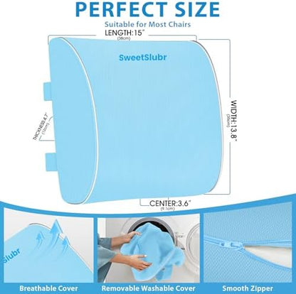 SweetSlubr Lumbar Support Pillow for Office Chair(Light Blue,XL)