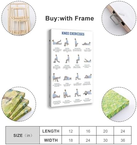 Knee Exercises Chart Exercise Charts Senior Workout Routines Home Workout Plan Knee Friendly Exercises Canvas Poster Wall Art for Living Room Bedroom Decor Frame 24x36inch