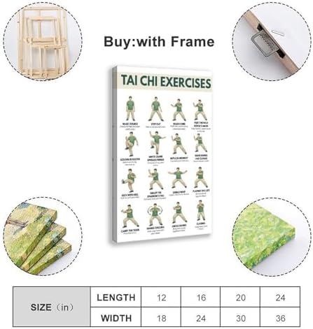 Tai Chi Exercise for Men Tai Chi Walking Exercise Chart for Men Canvas Poster Bedroom Decor Room Decor Frame 20x30inch