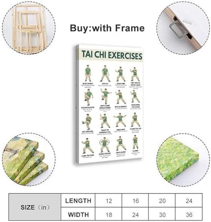Tai Chi Exercise for Men Tai Chi Walking Exercise Chart for Men Canvas Poster Bedroom Decor Room Decor Frame 20x30inch
