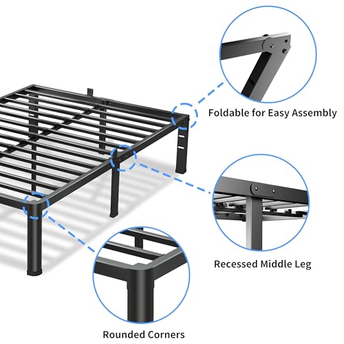 18 Inch Full Bed Frame with Round Corners No Box Spring Needed