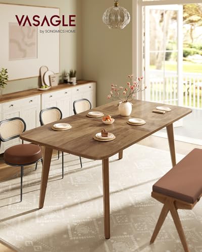 VASAGLE MAEZO Collection - Extendable Dining Table for 4/6/8, Kitchen Table with Tapered Legs, Curved Transitions, for Dining Room, Kitchen, Home Office, Honey Brown UKDT090K01V1