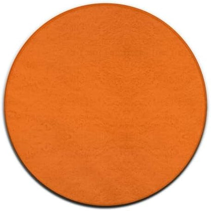 Large Machine Washable Circular Rugs, Home Decor Round Mat for Living Room Sofa Office Compatible with Orange