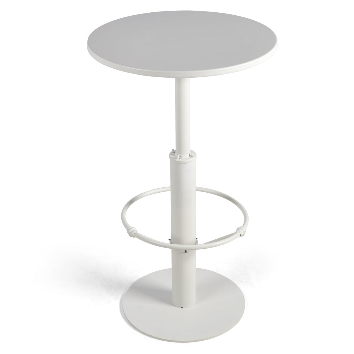 42" Tall Modern Industrial Bar Table-23.6" Dia Round Metal Top Standing Pub Cocktail Bistro Table-Indoor Outdoor Patio-Commercial Grade, Heavy Duty (White)