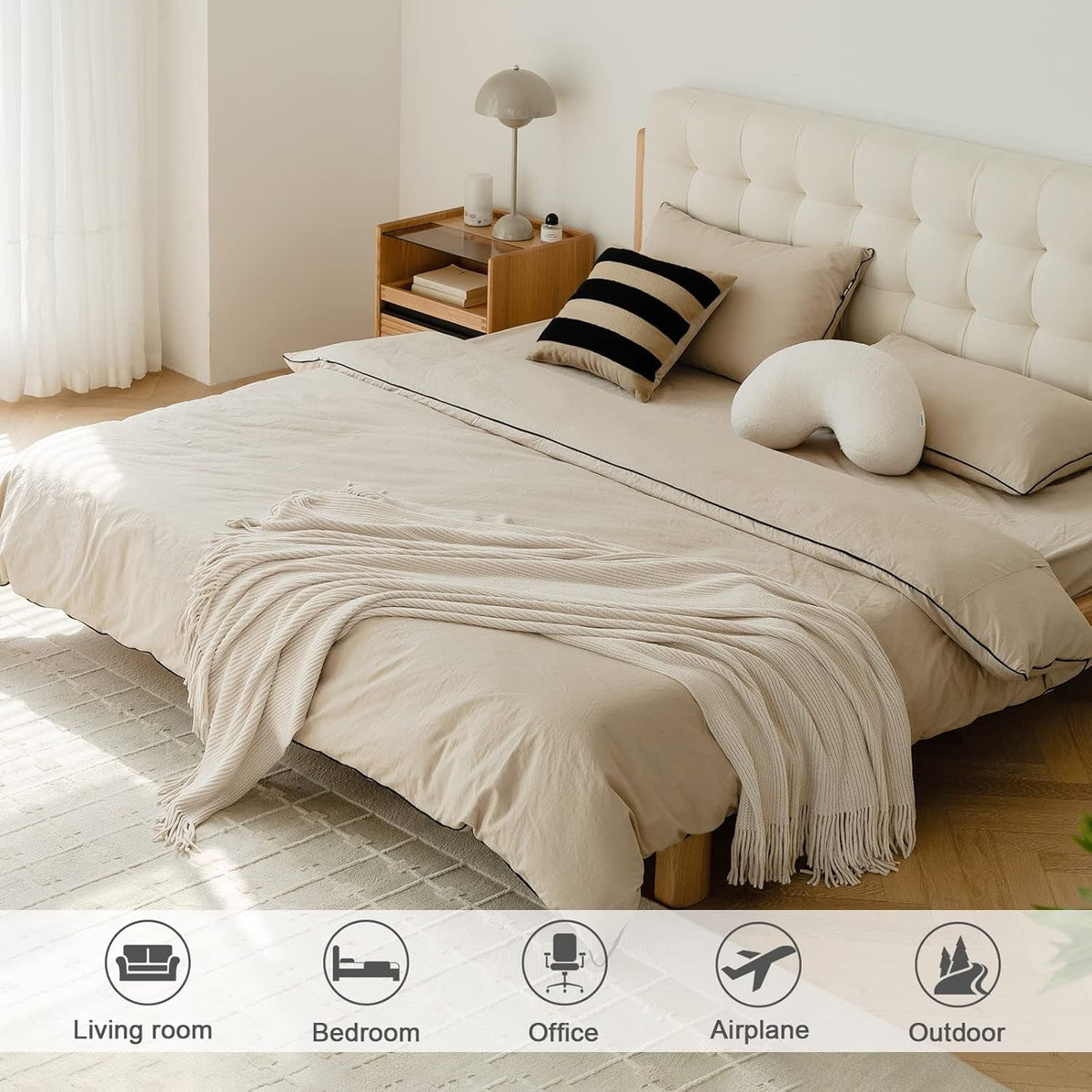Throw Blanket for Couch, Soft Boho Decor Bed Throw,Cozy White Chenille Knitted Small Farmhouse Lightweight Throw(White/Cream,50 * 60")